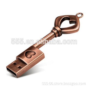 Copper Love Shape Key USB 2.0 Pen Drive usb flash drive memory stick